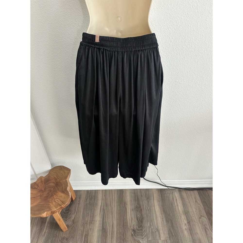 Lunya Washable Silk Crop Pants Wide Leg Black Womens Sz XS Lounge Pajamas - Picture 7 of 8